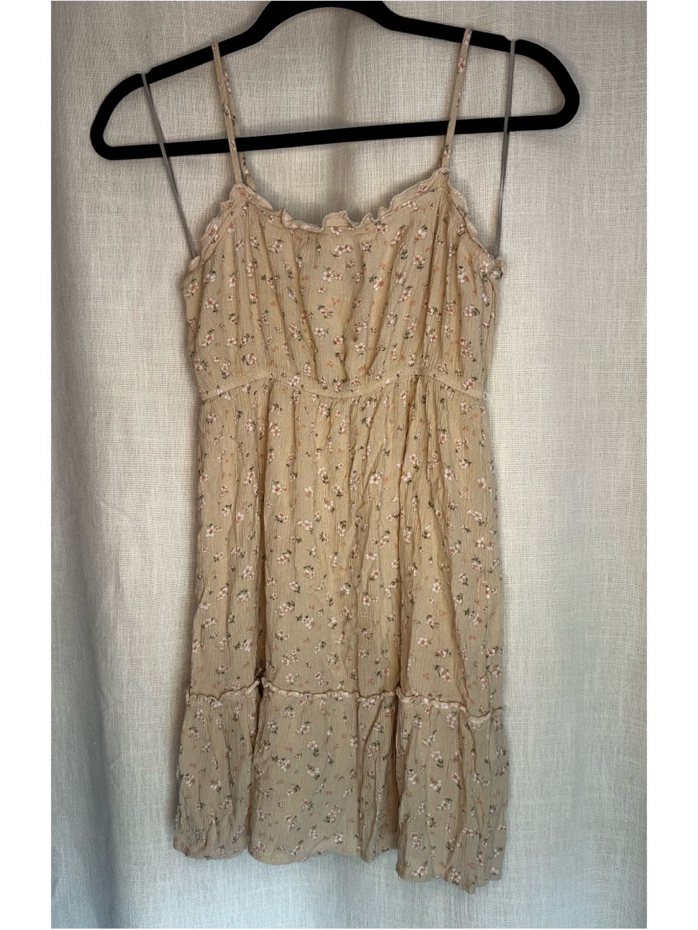 Pink Rose Beige Floral Mini Sundress